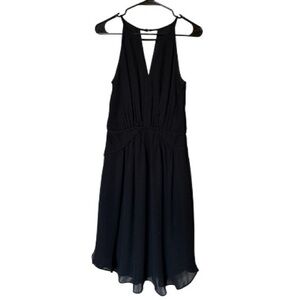 Banana Republic Black Halter Dress Size 4 Elegant Midi Dress